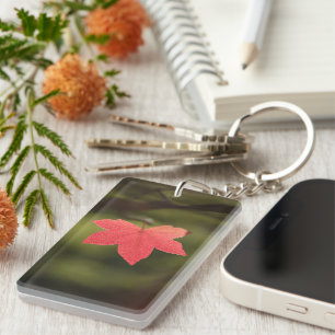 Red Maple Leaf Nature Photo Key Ring