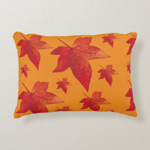 Red Maple Leaf Print Decorative Cushion