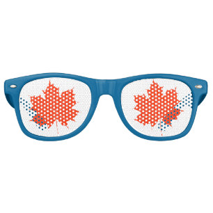 Red maple leaf retro sunglasses