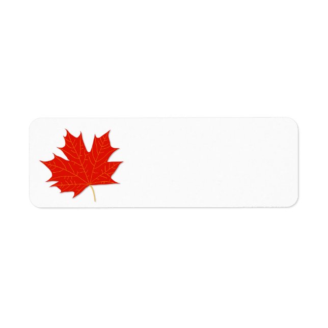 Red maple leaf return address label (Front)