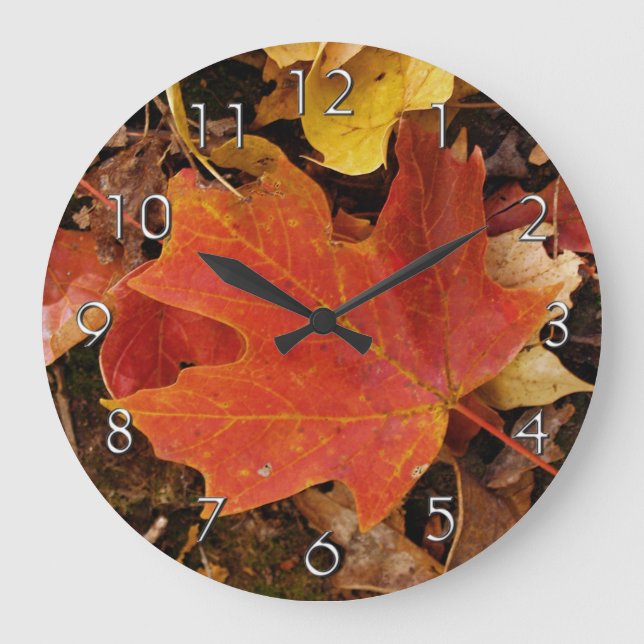 Red Maple Leaf Wall Clock (Front)