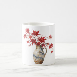 Red Maple Leaves in a Ceramic Jug Coffee Mug