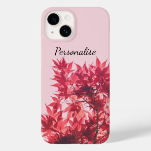 Red Maple Leaves on Pink Case-Mate iPhone 14 Case