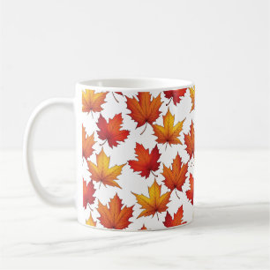Red Maple Leaves Pattern. Fall Pattern Coffee Mug