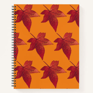 Red Maple Leaves Pattern Notebook