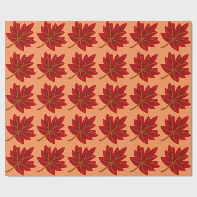 Red Maple Leaves Wrapping Paper (Flat)