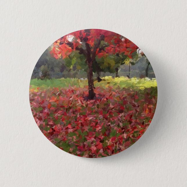 Red Maple Tree 6 Cm Round Badge (Front)