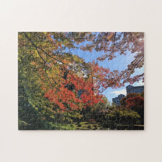Red Maples at Japanese Garden Jigsaw Puzzle (Horizontal)