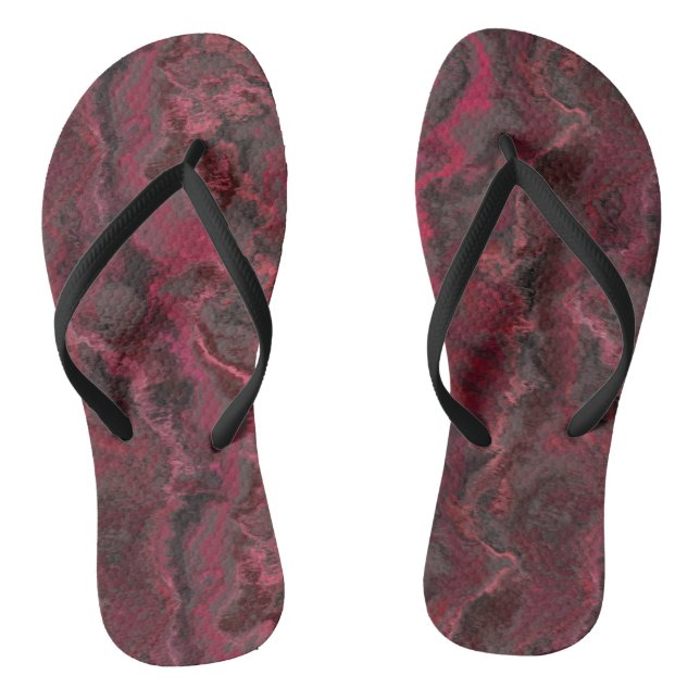 Red Marble Abstract Thongs (Footbed)