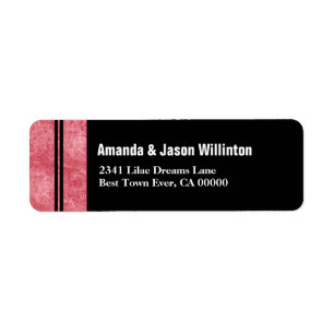 Red Marble and Black Striped Modern Wedding V01 Return Address Label