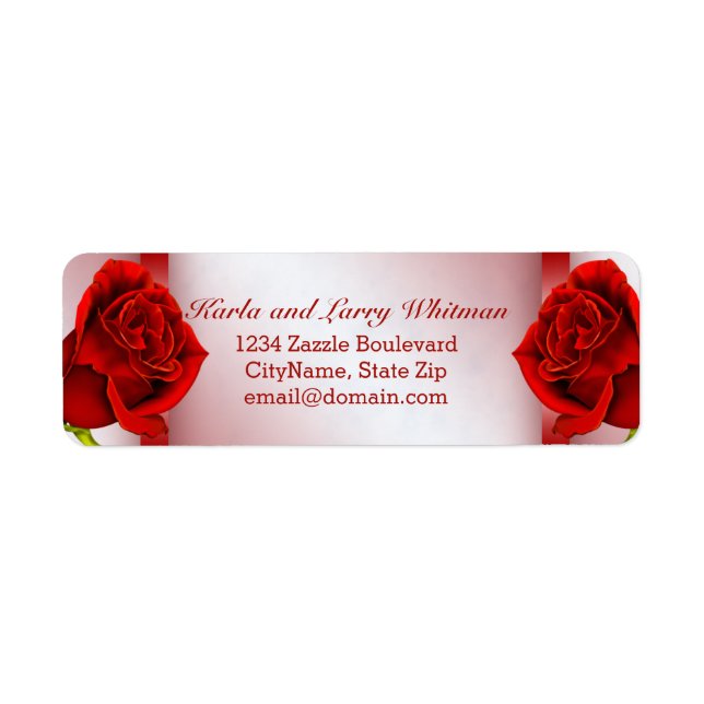 Red Marble and Roses Return Address Label (Front)