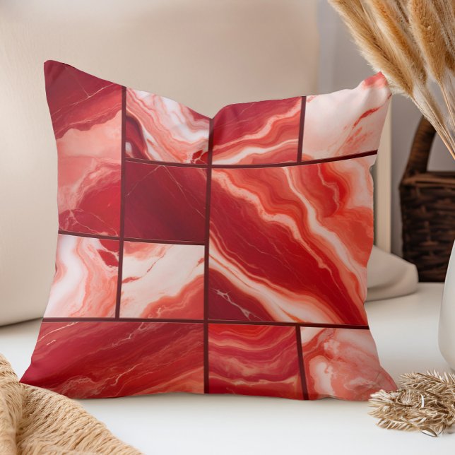 Red Marble Geometric Art Cushion (Creator Uploaded)