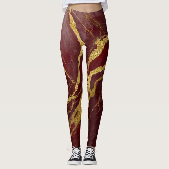 Red Marble Pattern with Gold Leggings (Front)