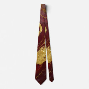 Red Marble Pattern with Gold Tie