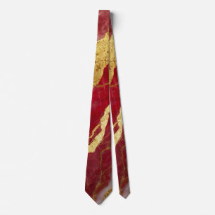 Red Marble Pattern with Gold Tie