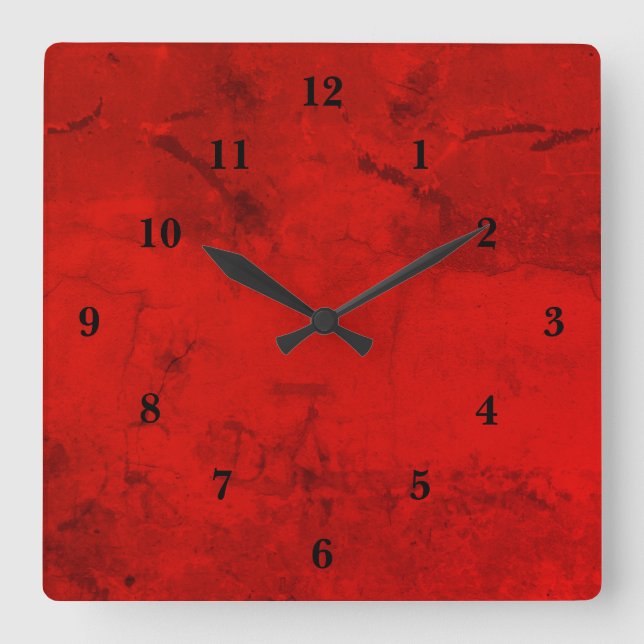 Red marble , rainbow-art square wall clock (Front)