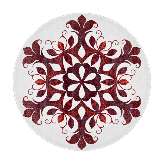 Red Marble Snowflake Cutting Board (Front)