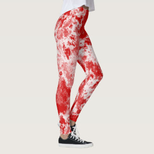 red Marble Swirl Abstract Leggings