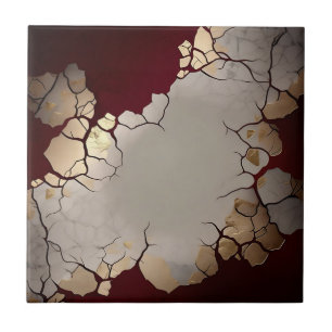 Red Marble With Silver And Gold Ceramic Tile