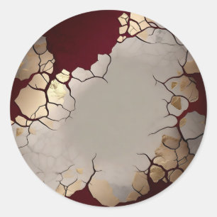 Red Marble With Silver And Gold Classic Round Sticker