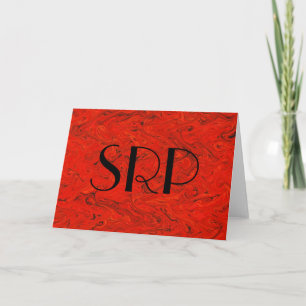 Red Marbling Monogram Holiday Card