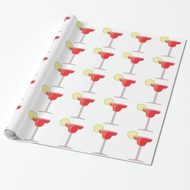 Red Margarita Wrapping Paper (Unrolled)