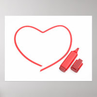 Red marker and red heart