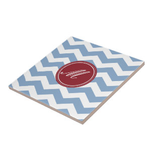 Red & Maroon Chevron with Monogram Tiles