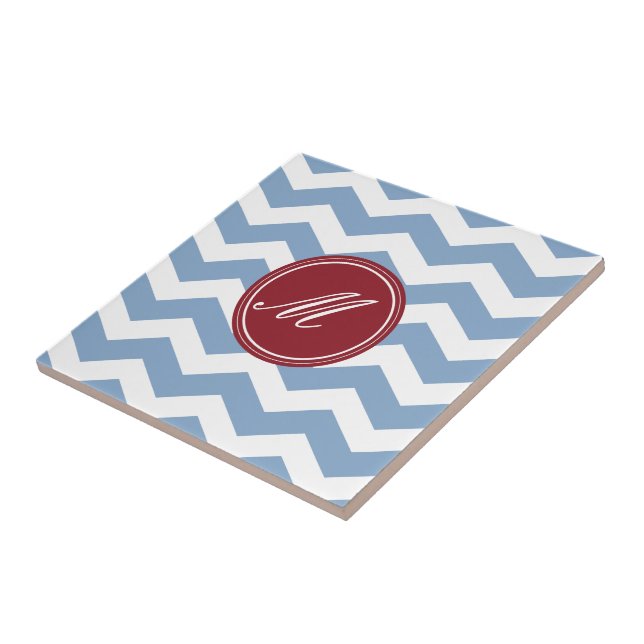 Red & Maroon Chevron with Monogram Tiles (Side)