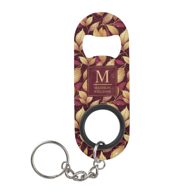 Red Maroon Gold Glitter Autumn Leaves Pattern (Front)