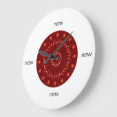 Red Maroon Kaleidoscope Mandala "Now" Large Clock (Angle)