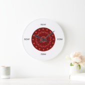 Red Maroon Kaleidoscope Mandala "Now" Large Clock (Home)