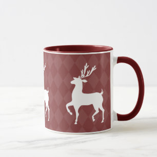Red Maroon Reindeer Christmas Mug