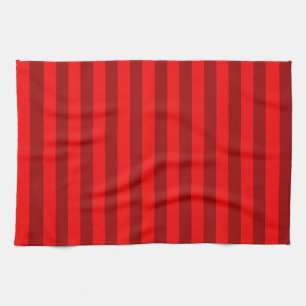 Red Maroon Stripes Design Tea Towel