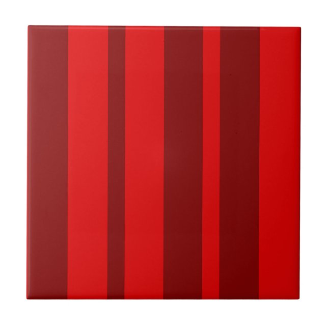 Red Maroon Stylish Stripes Pattern Design  Ceramic Tile (Front)