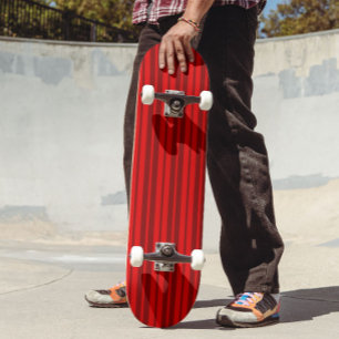 Red Maroon Stylish Stripes Pattern Design Skateboard
