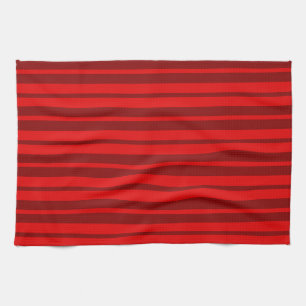 Red Maroon Stylish Stripes Pattern Design Tea Towel