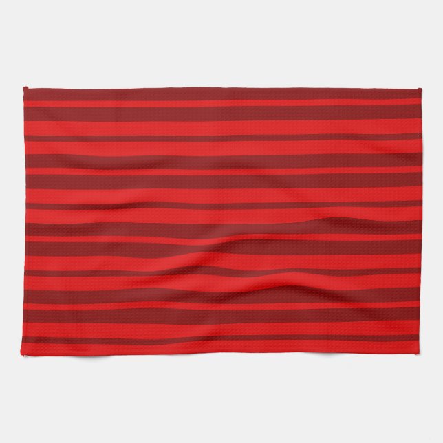 Red Maroon Stylish Stripes Pattern Design  Tea Towel (Horizontal)