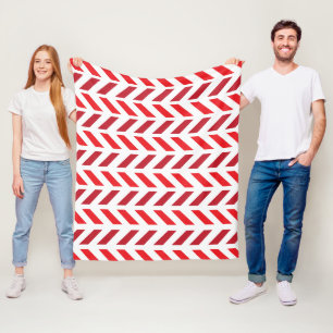 Red Maroon Zigzag Stripe Pattern Fleece Blanket