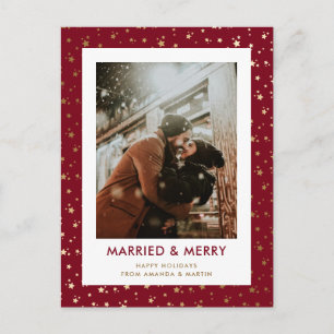 Red Married and Merry Christmas Photo Postcards