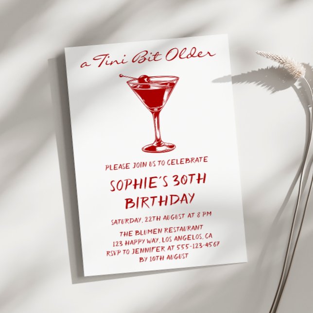 Red Martini A Tini Bit Older 30th Birthday Party Invitation (Creator Uploaded)