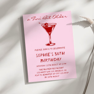 Red Martini A Tini Bit Older 30th Birthday Party Invitation