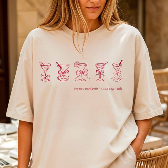 Red Martini Bachelorette Beach Cover-Up or Sleep T-Shirt (Creator Uploaded)