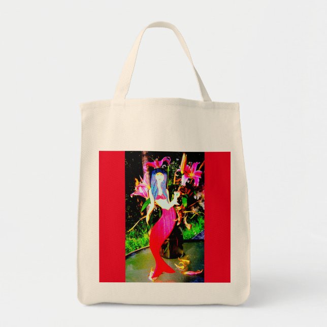 red martini mermaid tote bag (Front)