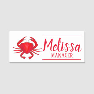 Red Maryland Crab Seafood Shack Restaurant Name Tag