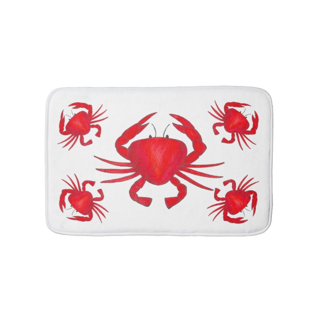 Red Maryland Hardshell Crab Crustacean Beach Bath Mat (Front)