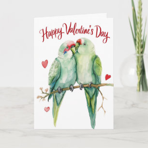 Red-masked Parakeets in Love Card
