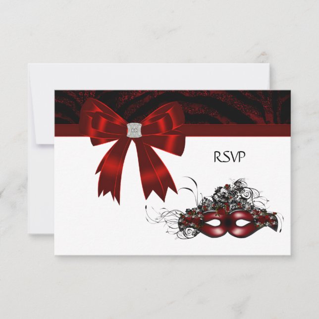 Red Masquerade Party RSVP (Front)