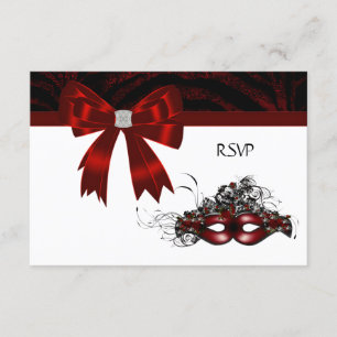 Red Masquerade Party RSVP Card