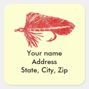 Red Matuka streamer, fly fishing, fly tying, art Square Sticker